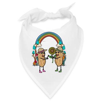 Erdnuss Regenbogen Freunde Freundschaft Blume - Bandana - Weiß - Vorne