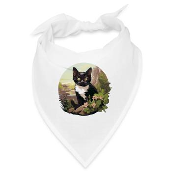 Tuxedo Kätzchen Tuxedo Katze - Bandana - Weiß - Vorne
