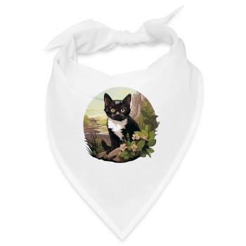 Tuxedo Kätzchen Tuxedo Katze - Bandana - Weiß - Vorne