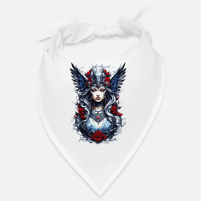 Valkyrie mit Raben Rosen Wikinger - Bandana - Weiß