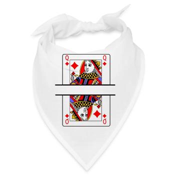 Spielkarte Karo-Dame mit Bannerplatz - Bandana - Weiß - Vorne