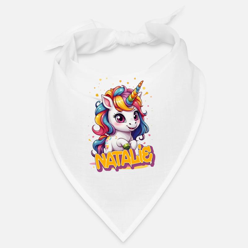 NATALIE - Schöner Mädchen Name mit süßem Einhorn Bandana