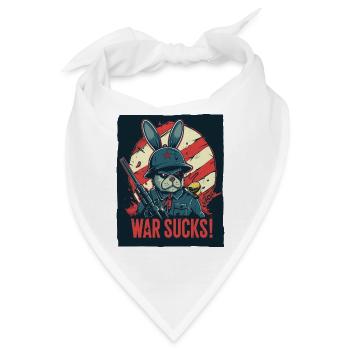 Hauptmann Hase Hüpf: Krieg ist Mist - Bandana - Weiß - Vorne
