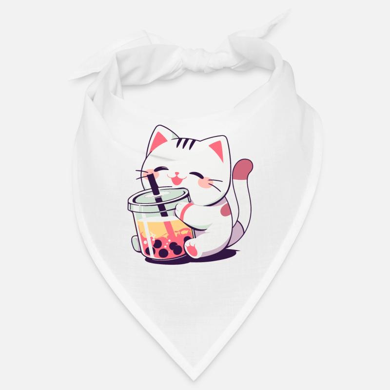 Cat Drinking Bubble Tea Boba and Cats Anime Bandana