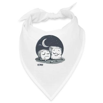 Niedlicher verschlafener Tofu und der Mond - Bandana - Weiß - Vorne