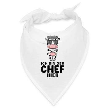 Chef Spruch Anführer Kuh Motiv - Bandana - Weiß - Vorne