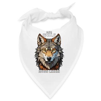 DER WOLF MUSS LEBEN - Bandana - Weiß - Vorne