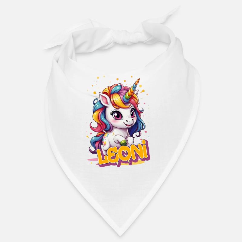 LEONI - Schöner Mädchen Name mit süßem Einhorn Bandana