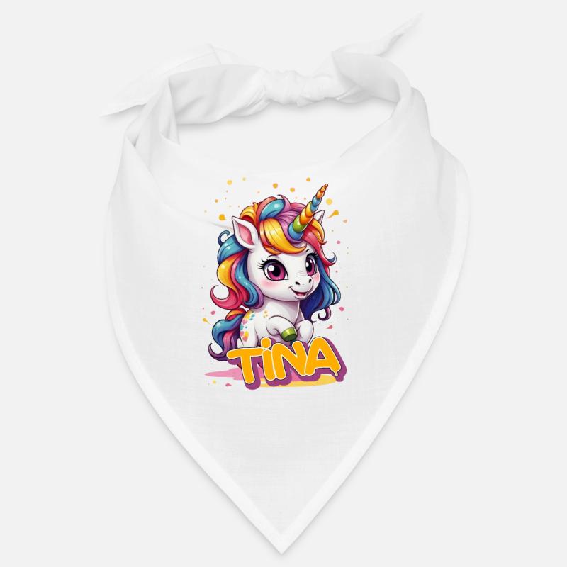 TINA - Schöner Mädchen Name mit süßem Einhorn Bandana