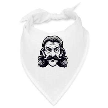 Schnurrbart Mann mit Nacken-Matte Vokuhila - Bandana - Weiß - Vorne
