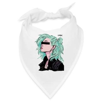 Anonymes Cartoon-Rocker-Mädchen - Bandana - Weiß - Vorne