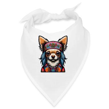 Chihuahua Hippie Love Frieden Buntes Design - Bandana - Weiß - Vorne