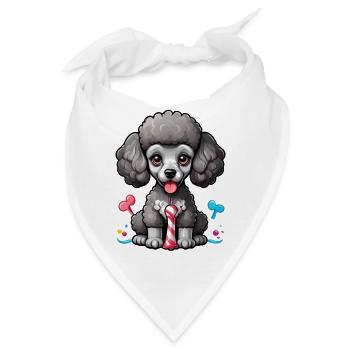 Playful Black Poodle - Bandana - Weiß - Vorne