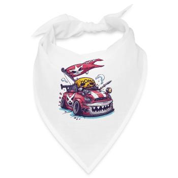 Robuster Cartoon JDM Piraten Street Racer - Bandana - Weiß - Vorne