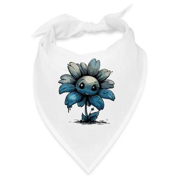 Eine dunkelblaue Comic Blume - Bandana - Weiß - Vorne