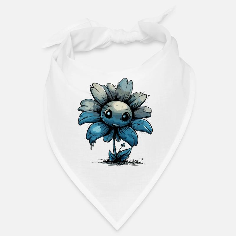 A Dark Blue Comic Flower Bandana