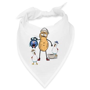 Erdnuss Frühaufsteher Langschläfer Morgenmuffel - Bandana - Weiß - Vorne