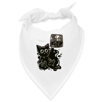 Ein schwarzes Kätzchen in Tinte - Humor - Bandana - Weiß - Vorne