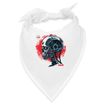 Cyber Cyborg Tech: Roboter Totenkopf Schädel - Bandana - Weiß - Vorne