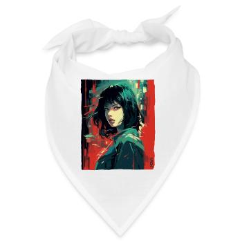 Japanisches Mädchen: Straßenkunst Anime - Bandana - Weiß - Vorne