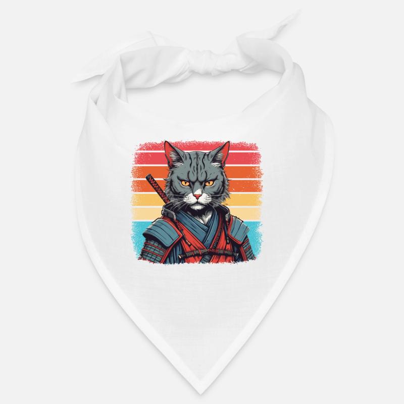 Japonais Samouraï Cat Warrior Retro Ninja Bandana