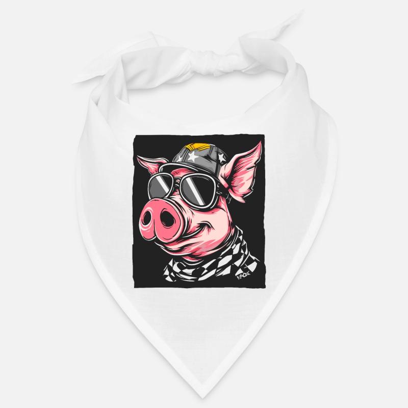 Drapeau à damier Fan de course cochon Bandana