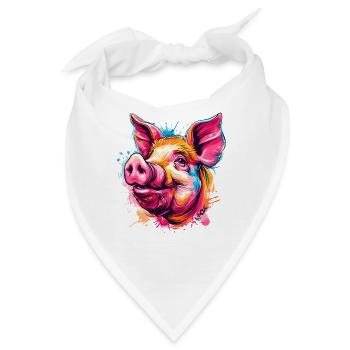 Buntes Farbspritzer Schwein - Bandana - Weiß - Vorne