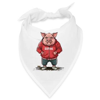 Großes Slawisches Gopnik Schwein - Bandana - Weiß - Vorne