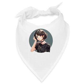 Lässig-cooles japanisches Anime-Mädchen - Bandana - Weiß - Vorne