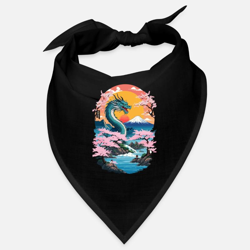 Cherry Blossoms Ukiyo-E Art Dragon Anime Bandana