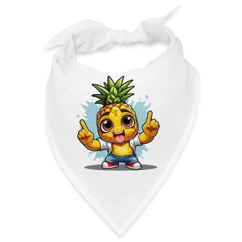Ananas mit Guter Laune - Bandana - Weiß - Vorne
