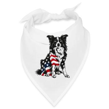 Border Collie Dog 4th of July American Flag Gifts - Bandana - Weiß - Vorne