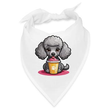 Pudel Dame beim Futtern - Bandana - Weiß - Vorne