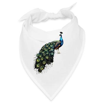 Pfau Blauer Pfau Pfauen Peacock Rad Pfauenrad Pfau - Bandana - Weiß - Vorne