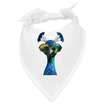 Pfau Blauer Pfau Pfauen Peacock Rad Pfauenrad Pfau - Bandana - Weiß - Vorne