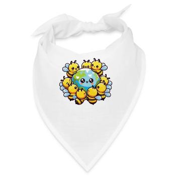 Rettet die Erde Bienen leben hier Save The Bees - Bandana - Weiß - Vorne