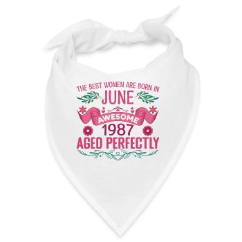 Juni 1987 Weiblicher Geburtstag Juni 1987 - Bandana - Weiß - Vorne