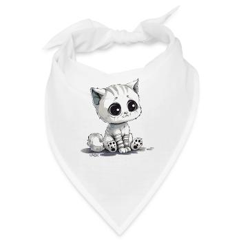 Süßes kleines trauriges Kätzchen - Bandana - Weiß - Vorne