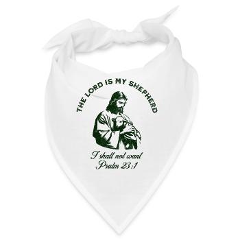Religiöser Spruch auf grüner Silhouette - Bandana - Weiß - Vorne