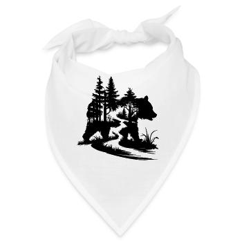 Bären Silhouette Waldpfad Outdoor Kunst - Bandana - Weiß - Vorne