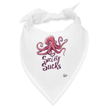 Weiser, genervter Oktopus: Die Gesellschaft nervt - Bandana - Weiß - Vorne