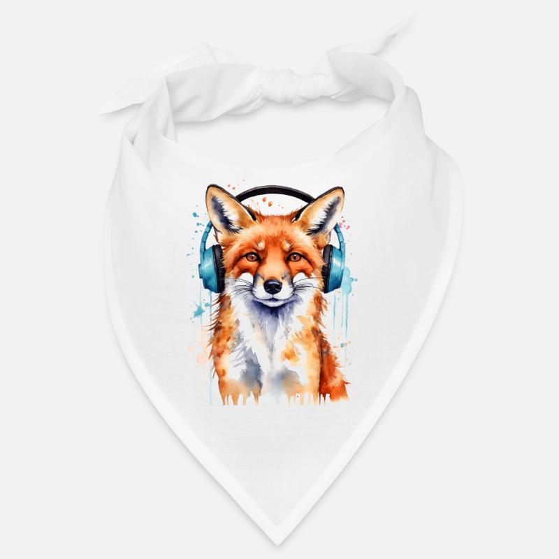 Fuchs Kopfhörer Musik Bunt Tier Design Print Bandana