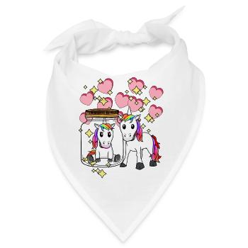 Einhorn Einhörner Fabelwesen Valentin Herz - Bandana - Weiß - Vorne