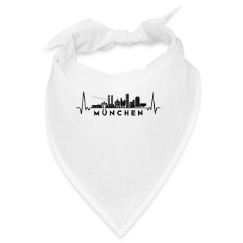 Herzschlag Skyline Deutschland Munich-München - Bandana - Weiß - Vorne