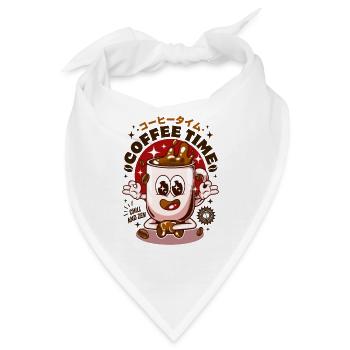 Café Zen Retro Cartoon - Niedliches Japan - Bandana - Weiß - Vorne
