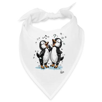 Singende glückliche kleine Pinguine - Bandana - Weiß - Vorne