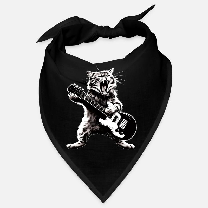 Funny Cat Playing Guitar Instruments Awesome Bandana