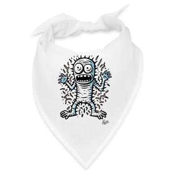 Pop-Art: Ängstliches Cartoon-Mumien-Monster - Bandana - Weiß - Vorne