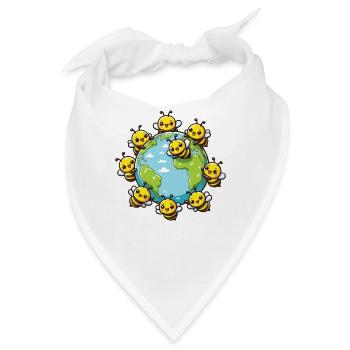 Rettet die Erde Bienen leben hier Save The Bees - Bandana - Weiß - Vorne