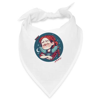 Schlafen, rothaariges Mädchen mit Mond und Sternen - Bandana - Weiß - Vorne